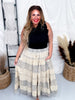 Latte Tiered Crinkle Skirt W/ Patchwork Detailing - Whiskey Skies - YOUNG THREADS