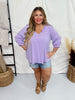 Lavender 3/4 Puff Sleeve Top - Whiskey Skies - ANDREE BY UNIT