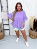 Lavender Drop Shoulder Ruffled Top - Whiskey Skies - HAYDEN