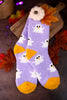 Lavender Ghost Print Fuzzy Socks - Whiskey Skies - CRESCENT SOCK COMPANY