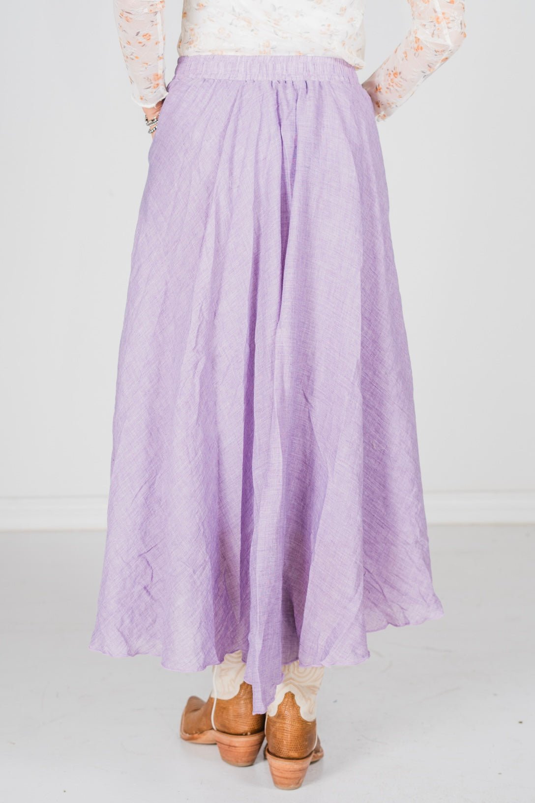 Lavender Maxi Skirt W/ Side Pockets - Whiskey Skies - WHITE BIRCH
