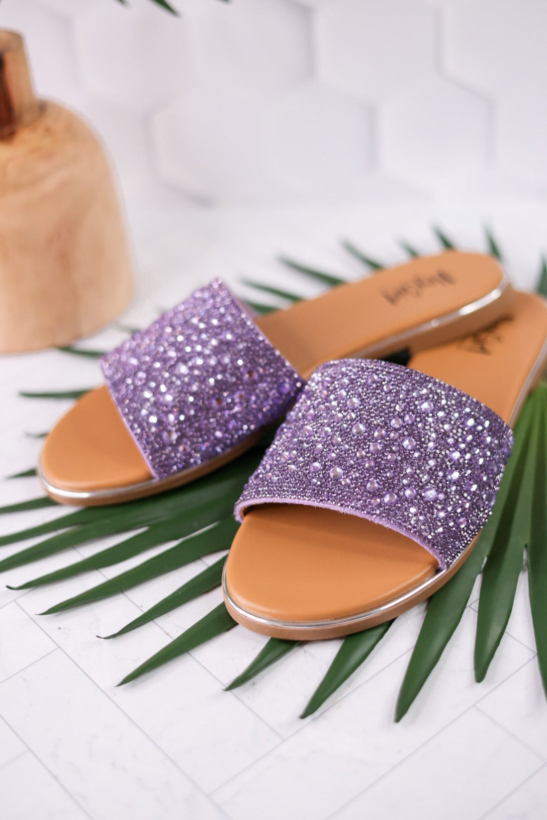 Lavender Rhinestone Pizzazz Sandals - Whiskey Skies - CORKYS FOOTWEAR