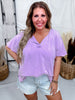 Lavender Short Sleeve Top with Side Slits - Whiskey Skies - WHITE BIRCH