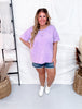 Lavender Short Sleeve Top with Side Slits - Whiskey Skies - WHITE BIRCH
