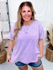 Lavender Short Sleeve Top with Side Slits - Whiskey Skies - WHITE BIRCH