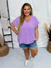 Lavender Textured Short Sleeve Top - Whiskey Skies - ANDREE BY UNIT