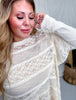 Layered Lace Long Sleeve Top In Cream - Whiskey Skies - EASEL