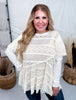 Layered Lace Long Sleeve Top In Cream - Whiskey Skies - EASEL