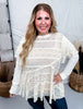Layered Lace Long Sleeve Top In Cream - Whiskey Skies - EASEL