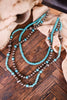 Layered Necklace With Cowgirl Pearls & Square Turquoise Beads - Whiskey Skies - BOHO RANCH SHOP