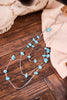 Layered Round Chain Necklace With Turquoise Chips - Whiskey Skies - BOHO RANCH SHOP