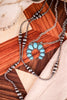 Layered Squash Blossom Pendant & Navajo Pearl Turquoise Necklace - Whiskey Skies - BOHO RANCH SHOP