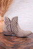 Leah 2 Grey Ankle Booties with Laser Cut Detailing - Whiskey Skies - VERY G