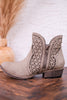 Leah 2 Grey Ankle Booties with Laser Cut Detailing - Whiskey Skies - VERY G