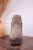Leah 2 Grey Ankle Booties with Laser Cut Detailing - Whiskey Skies - VERY G