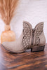 Leah 2 Grey Ankle Booties with Laser Cut Detailing - Whiskey Skies - VERY G
