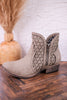 Leah 2 Grey Ankle Booties with Laser Cut Detailing - Whiskey Skies - VERY G