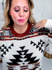 Lean On Me Aztec Long Sleeve Knit Sweater - Whiskey Skies - STERLING KREEK