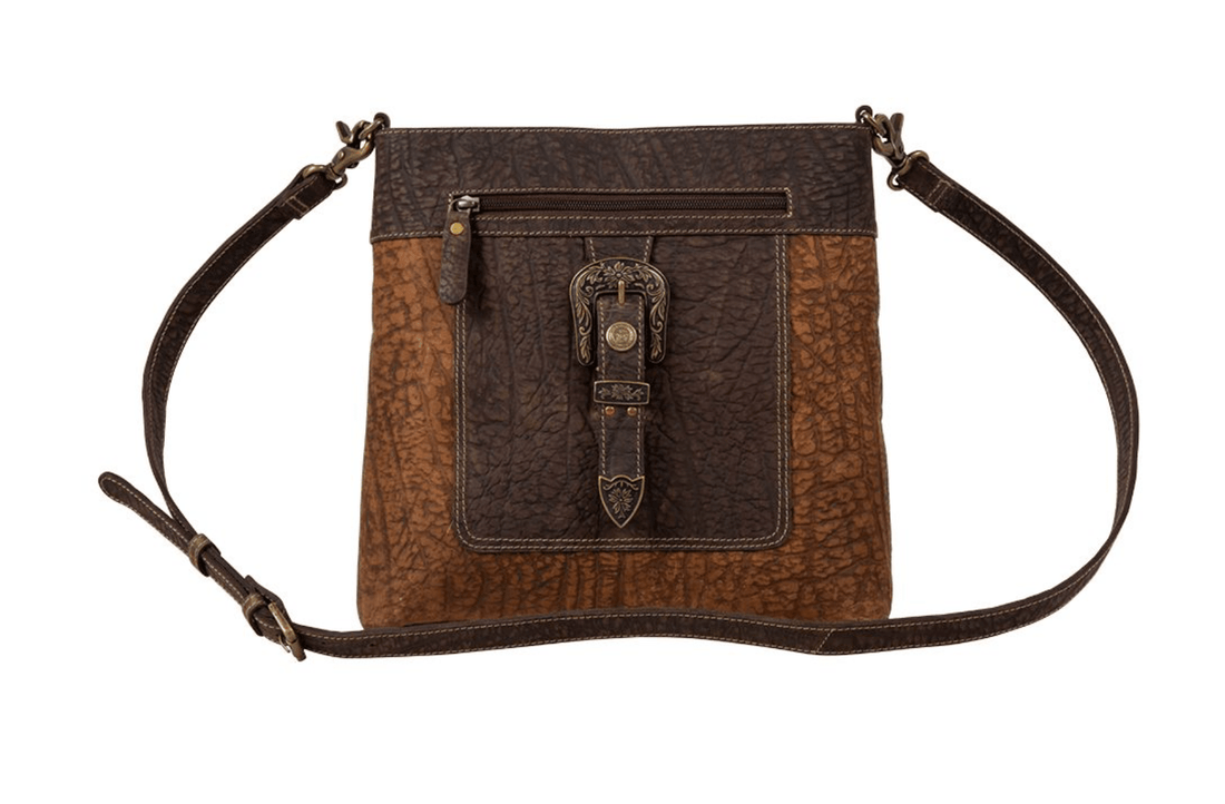 Leather Bag W/ Buckle - Whiskey Skies - KHEMCHAND HANDICRAFT