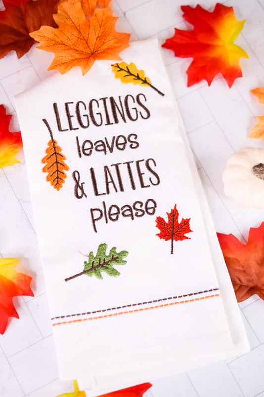 Leaves And Lattes Decorative Dishtowel - Whiskey Skies - PARK DESIGNS