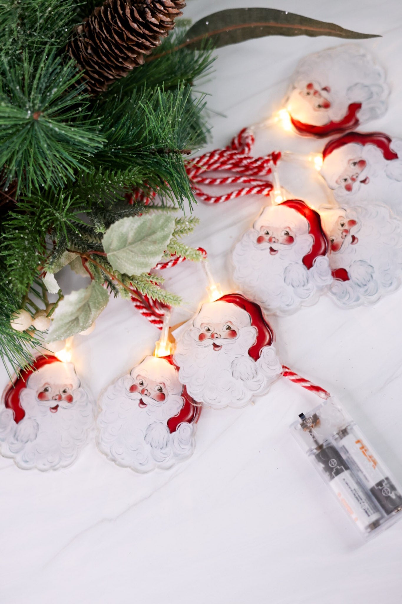 LED Santa Acrylic Christmas Garland - Whiskey Skies - MUD PIE