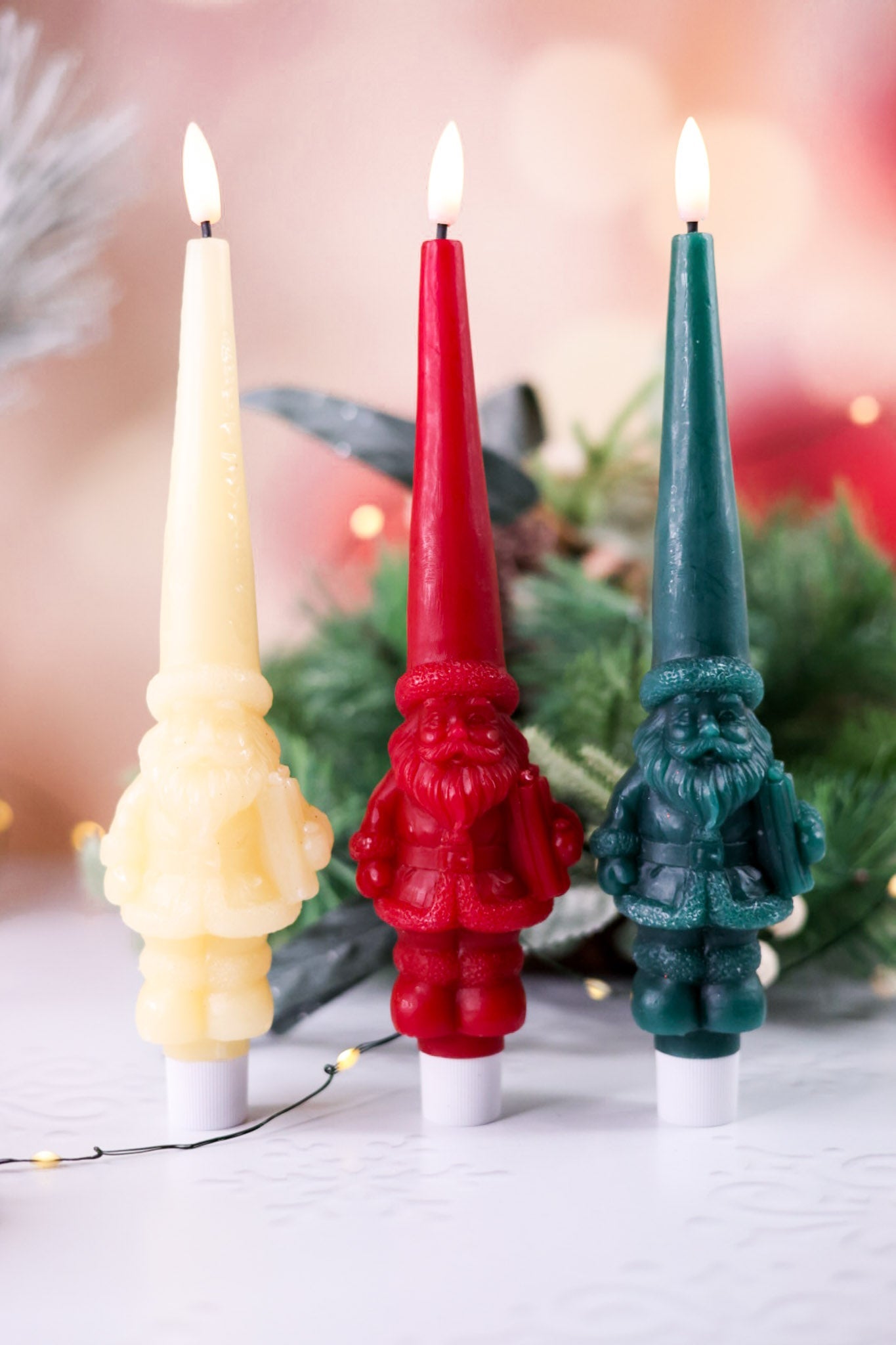 LED Santa Clause Wax Tapered Candles (3 Colors) - Whiskey Skies - ONE HUNDRED 80 DEGREES