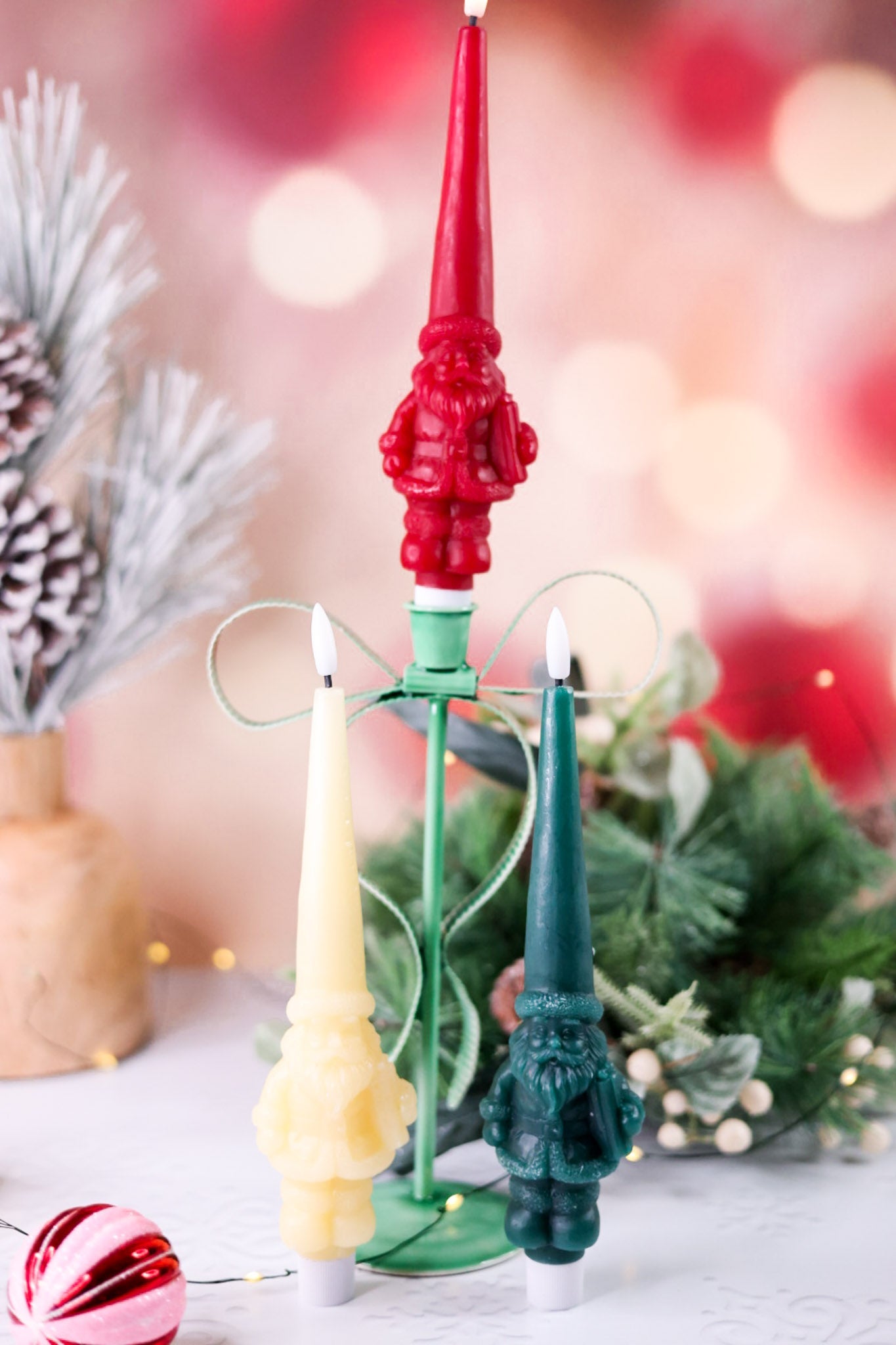 LED Santa Clause Wax Tapered Candles (3 Colors) - Whiskey Skies - ONE HUNDRED 80 DEGREES