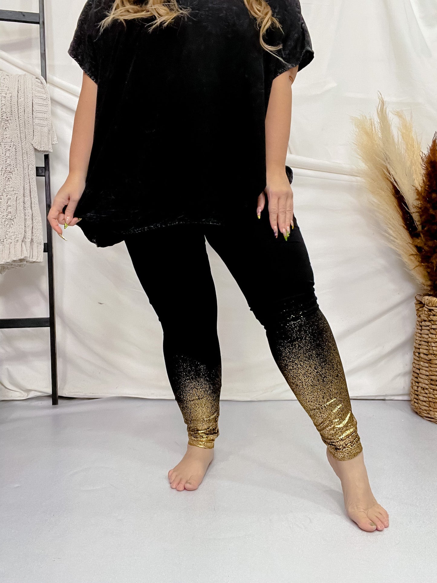 Leggings With Gold Foil Detailing - Whiskey Skies - VOCAL