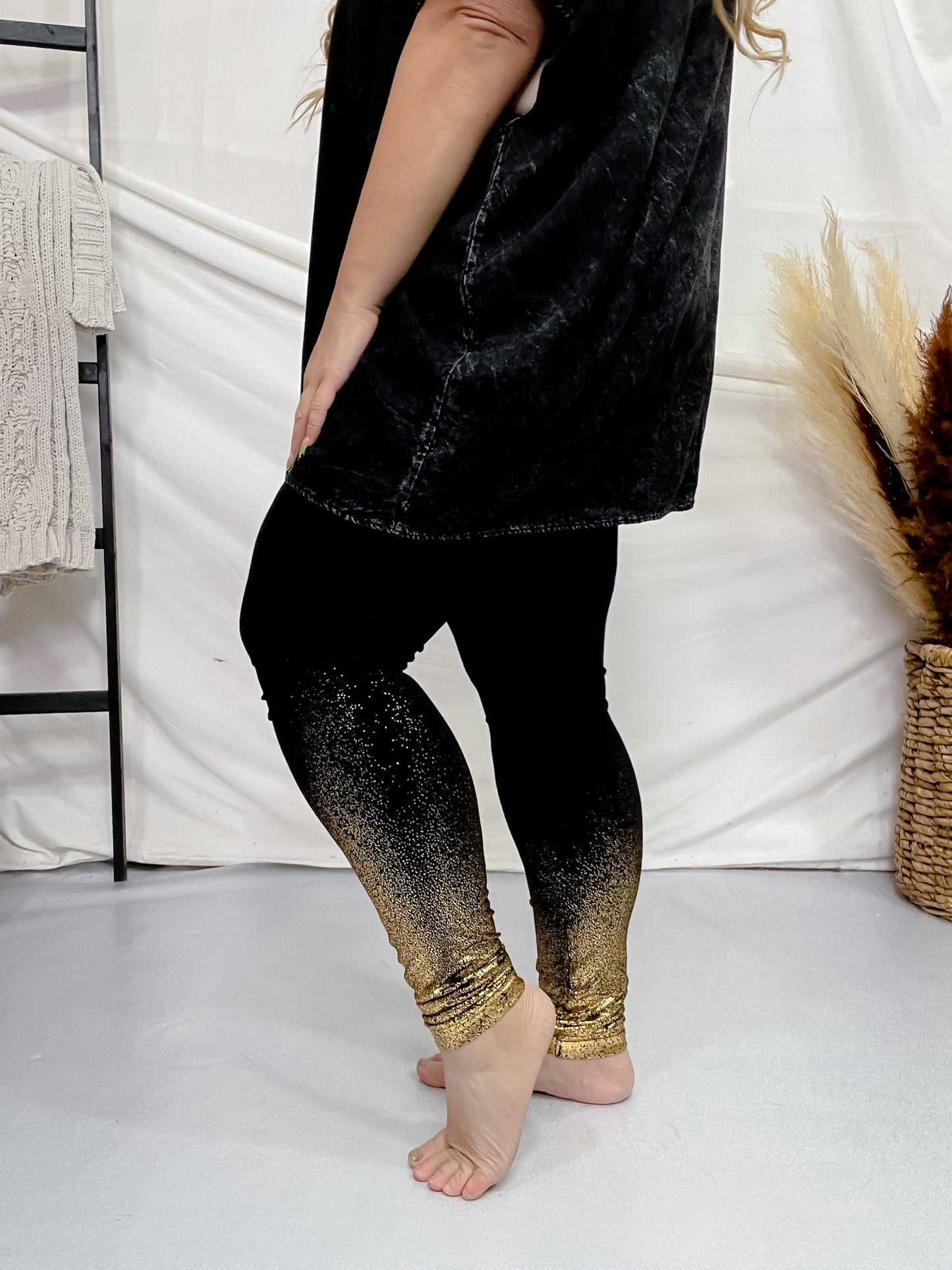 Leggings With Gold Foil Detailing - Whiskey Skies - VOCAL