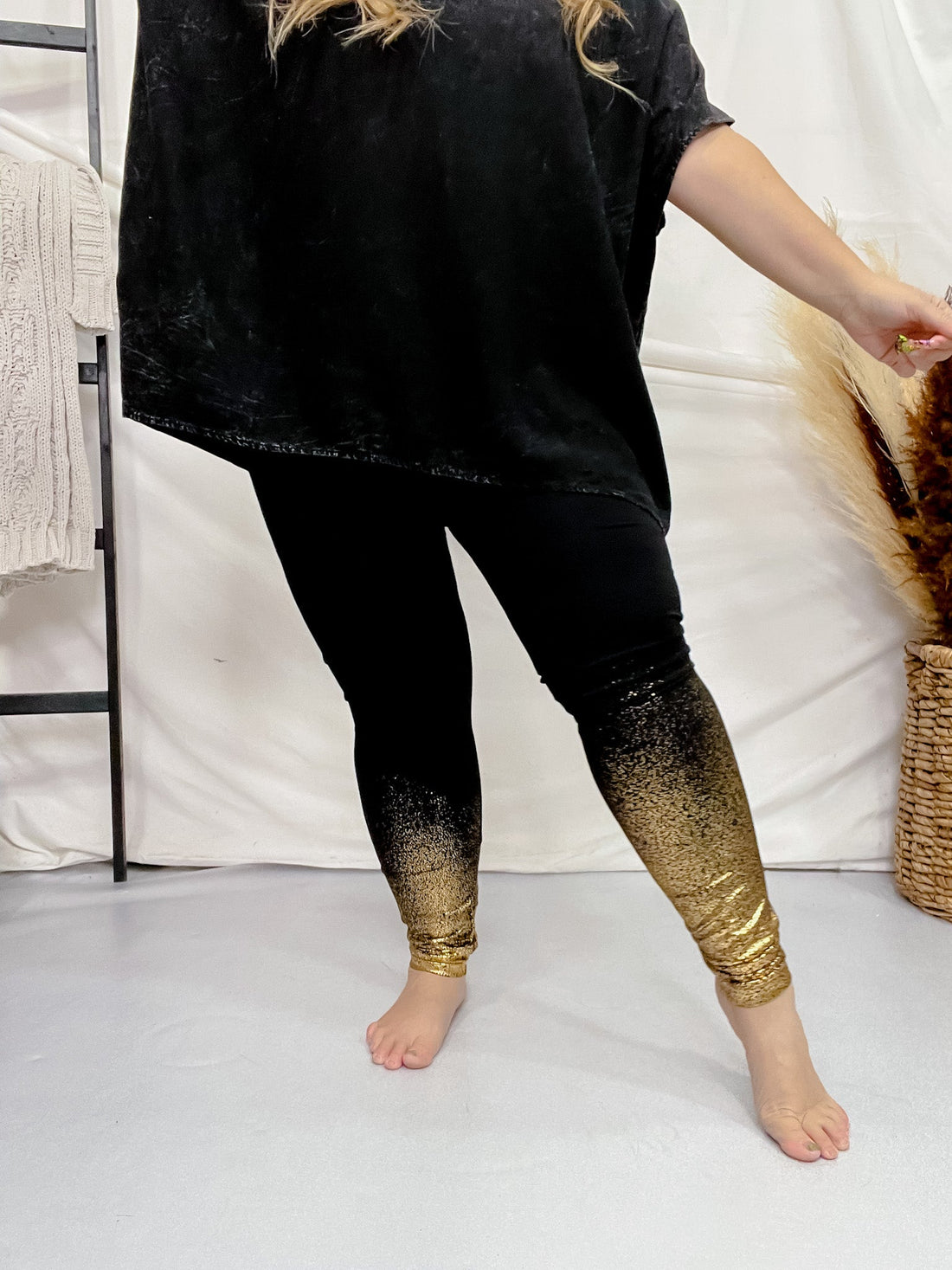 Leggings With Gold Foil Detailing - Whiskey Skies - VOCAL