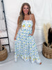 Lemon & Floral Print Maxi Dress With Tiered Hem - Whiskey Skies - DAVI & DANI