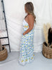 Lemon & Floral Print Maxi Dress With Tiered Hem - Whiskey Skies - DAVI & DANI