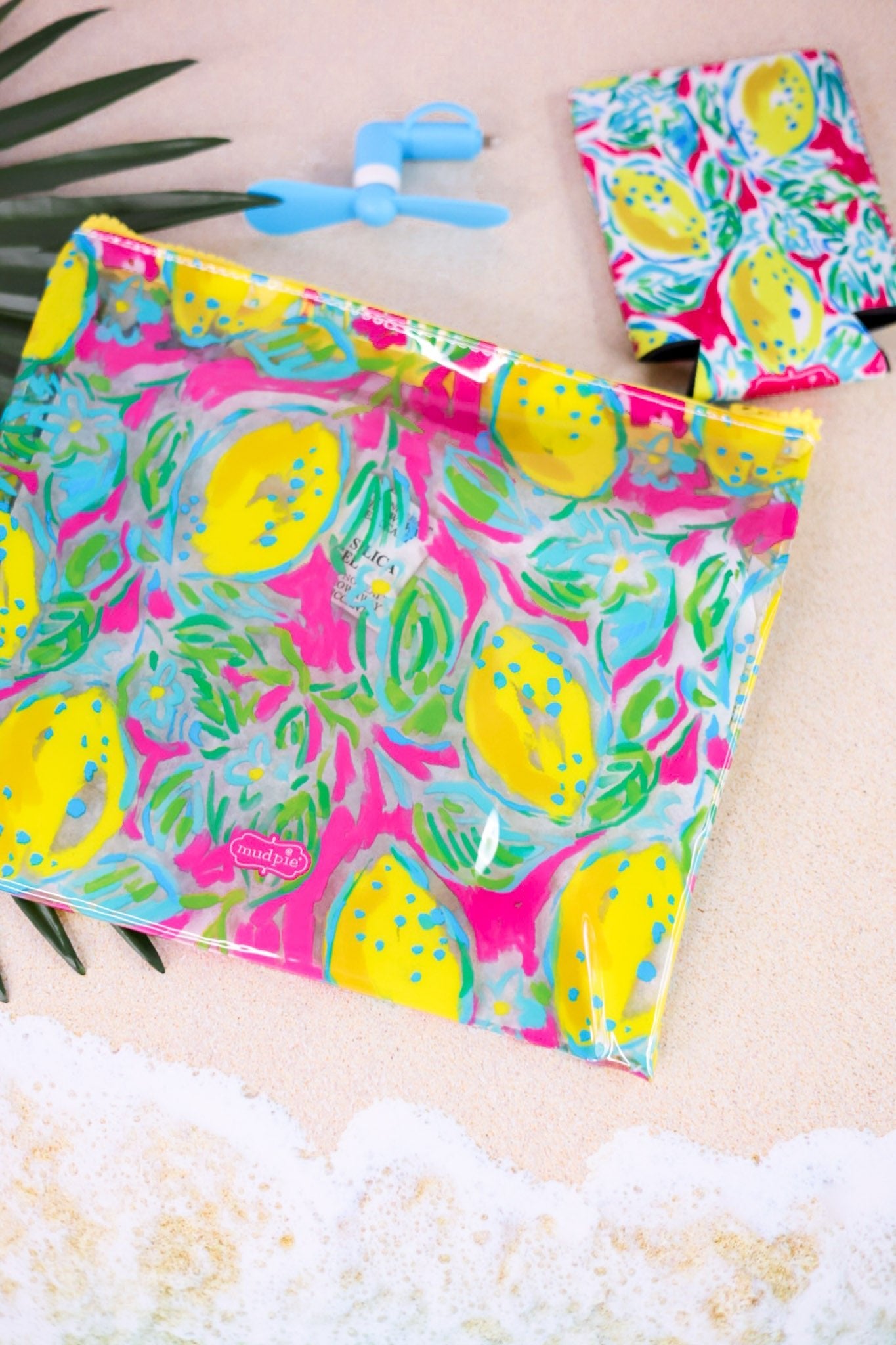 Lemon Print Beach Pouch Set - Whiskey Skies - MUDPIE