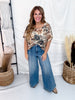 Leopard & Floral Print Short Sleeve Mesh Top - Whiskey Skies - STERLING KREEK