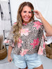 Leopard Floral Ruffled Short Sleeve Top - Whiskey Skies - DAVI & DANI