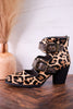 Leopard Print Ankle Boots With Vintage Buckles - Whiskey Skies - SPRING FOOTWEAR