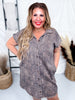Leopard Print Button Front Shirt Dress - Whiskey Skies - SHE + SKY