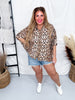 Leopard Print Dolman Sleeve Blouse with All - Over Sequins - Whiskey Skies - BIBI