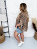 Leopard Print Dolman Sleeve Blouse with All - Over Sequins - Whiskey Skies - BIBI