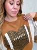 Leopard Print Football Sweatshirt With Puff Sleeves - Whiskey Skies - ODDI