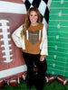 Leopard Print Football Sweatshirt With Puff Sleeves - Whiskey Skies - ODDI