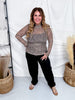 Leopard Print Mock Neck Mesh Top With Long Sleeves - Whiskey Skies - WHITE BIRCH
