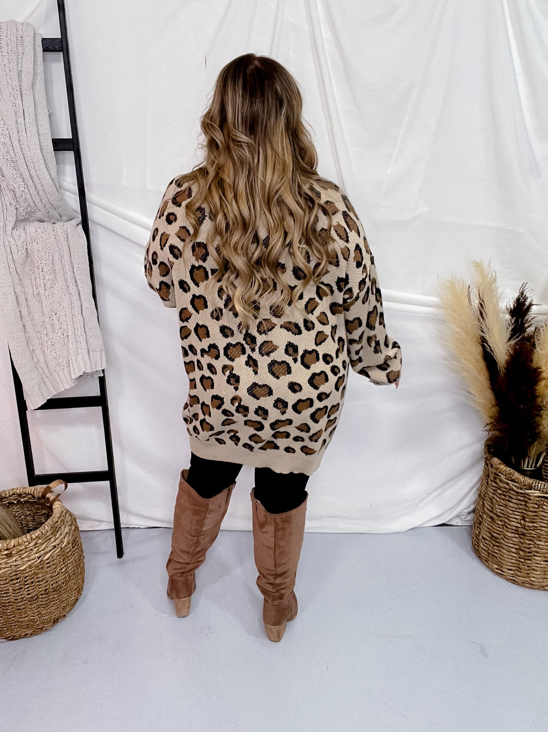 Leopard Print Open Sweater Cardigan - Whiskey Skies - DAVI & DANI