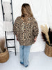 Leopard Print Oversized Short Sleeve Button Down Top - Whiskey Skies - BIBI