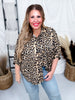 Leopard Print Oversized Short Sleeve Button Down Top - Whiskey Skies - BIBI