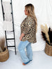 Leopard Print Oversized Short Sleeve Button Down Top - Whiskey Skies - BIBI