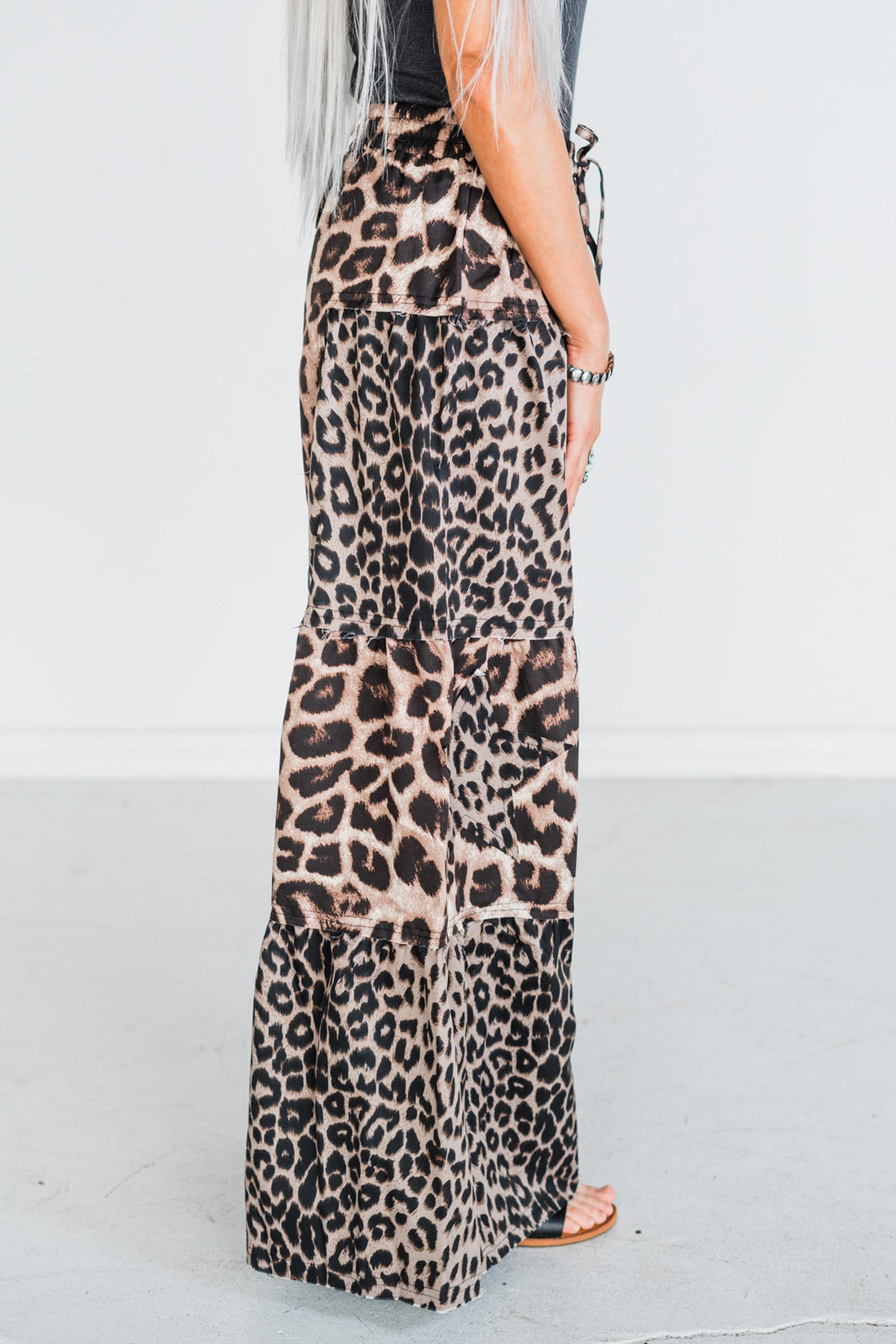 Leopard Print Raw Hemline Pants - Whiskey Skies - BIBI