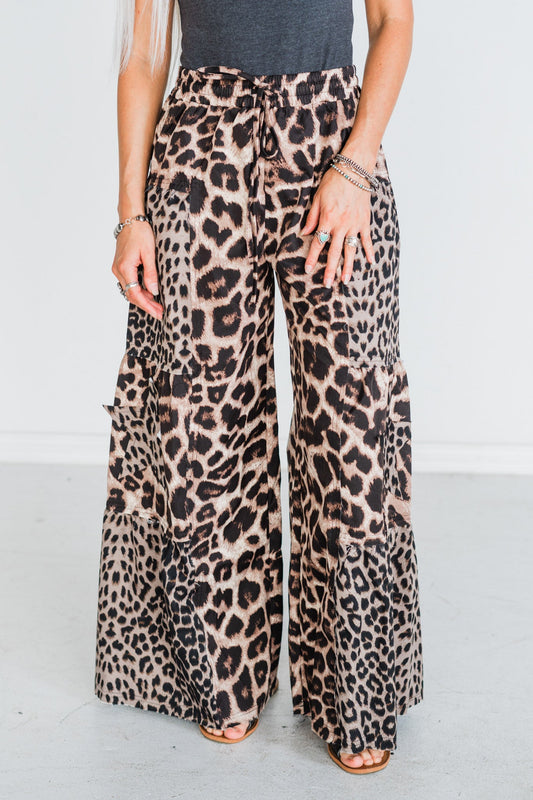 Leopard Print Raw Hemline Pants - Whiskey Skies - BIBI