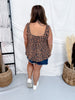 Leopard Print Ribbed Tank Top With Square Neckline - Whiskey Skies - SEW IN LOVE