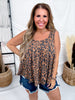 Leopard Print Ribbed Tank Top With Square Neckline - Whiskey Skies - SEW IN LOVE